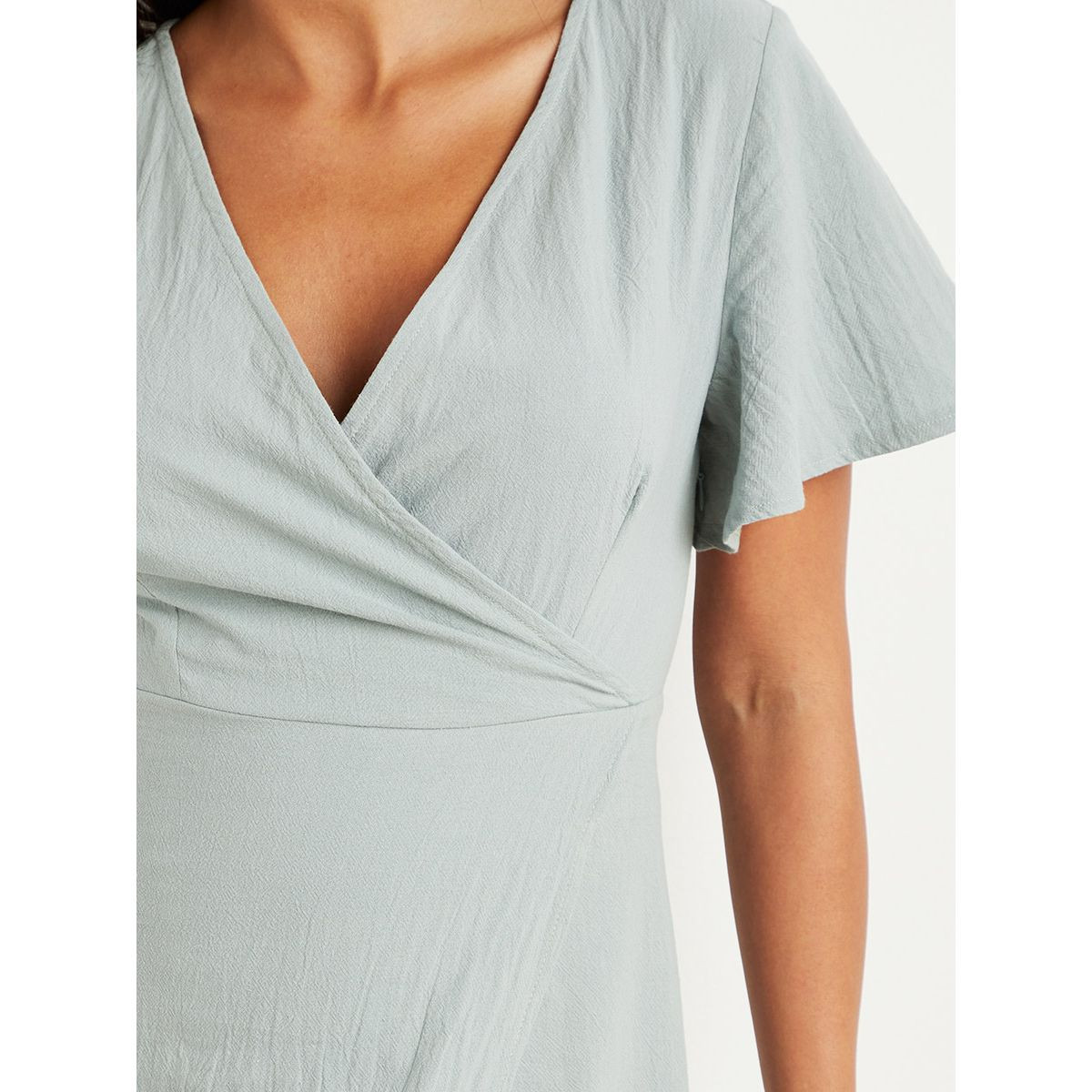 Styli Plain Wrap V Neck Midi Dress with Split Hem-women-clothing-dresses-image-4