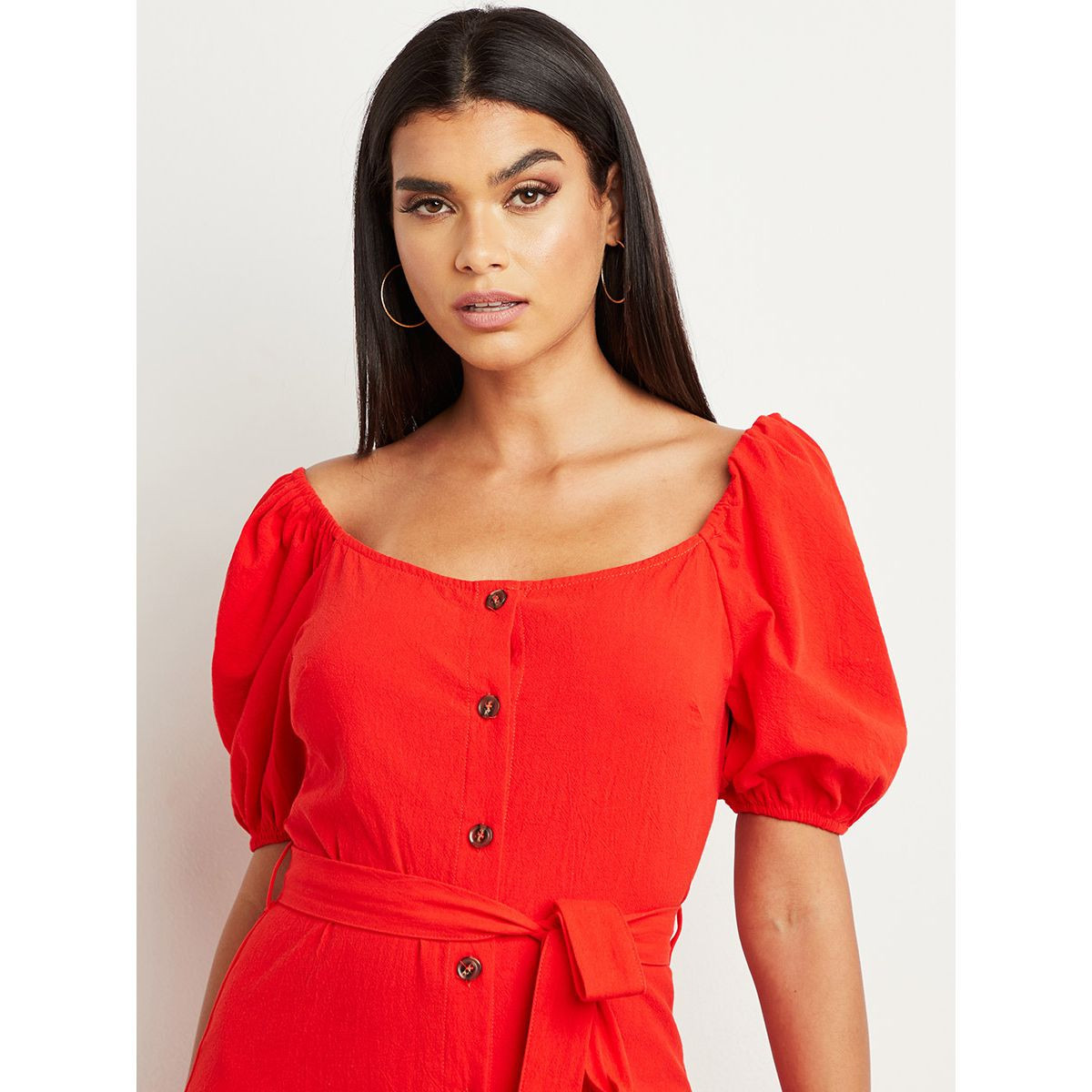 فستان طويل بأزرار وأكمام منفوخة من ستايلي-women-clothing-dresses-image-2