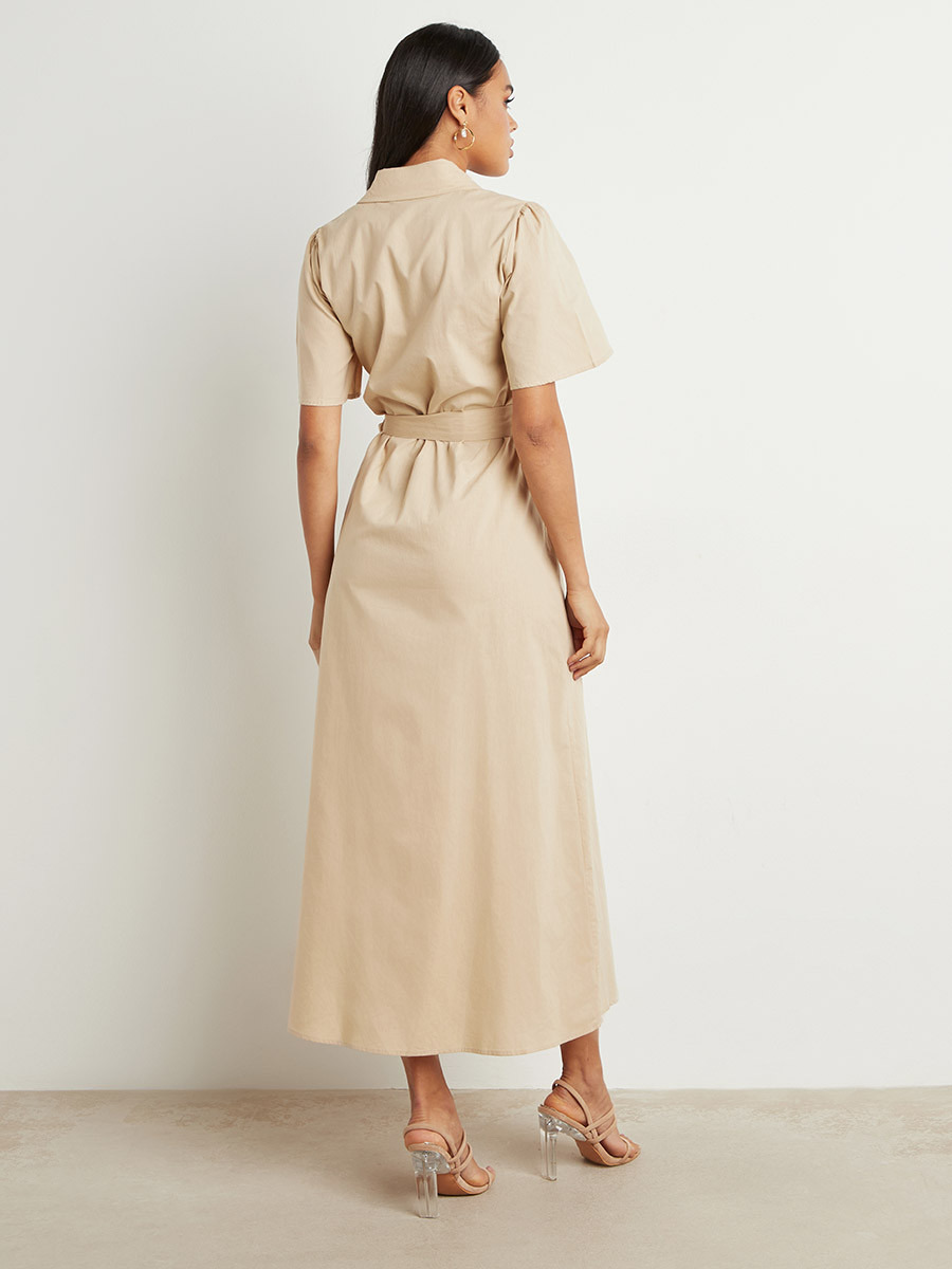 فستان طويل بحزام بتصميم قميص من ستايلي-women-clothing-dresses-image-4