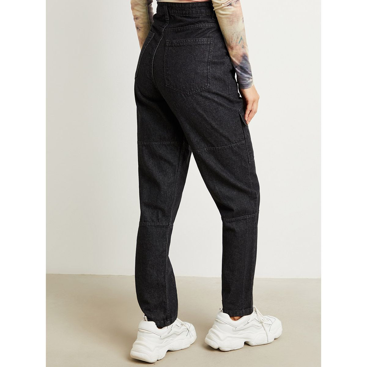 Styli Cargo Pocket Detail Straight Leg Jeans with Belt Loops-women-clothing-bottoms-jeans-image-4