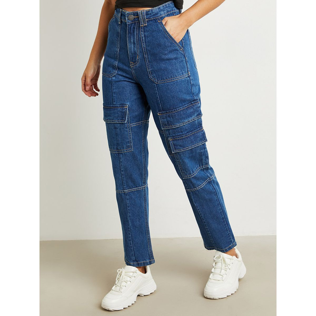 Styli High Waist Straight Leg Jeans with Pocket Detail-women-clothing-bottoms-jeans-image-1