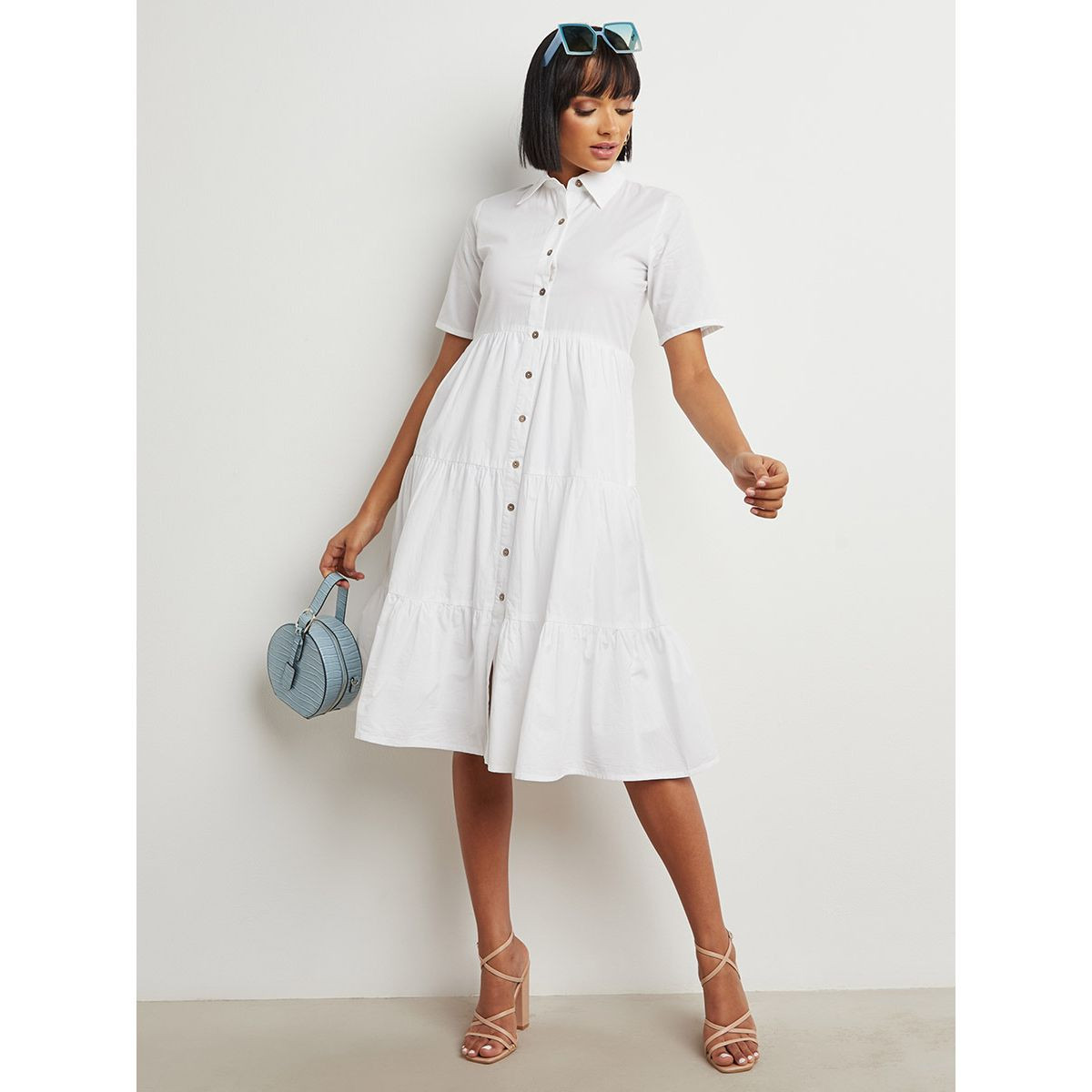 فستان ميدي بأزرار وأكمام قصيرة من ستايلي-women-clothing-dresses-image-3