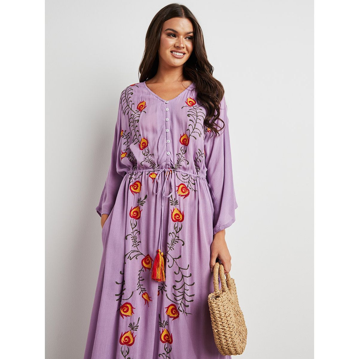 فستان طويل بياقة على شكل V من ستايلي-women-clothing-dresses-image-2