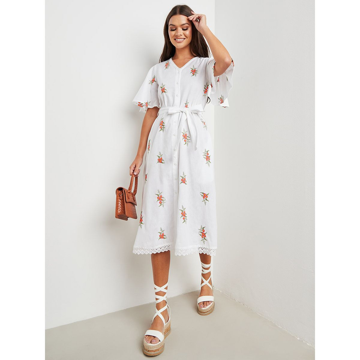 فستان ميدي مزين بتطريزات ورود من ستايلي-women-clothing-dresses-image-2