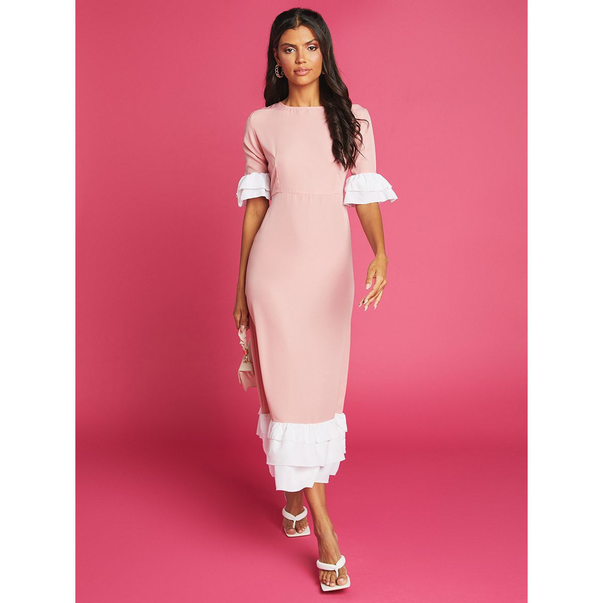 فستان طويل بحافة كشكش من ستايلي-women-clothing-dresses-image-1