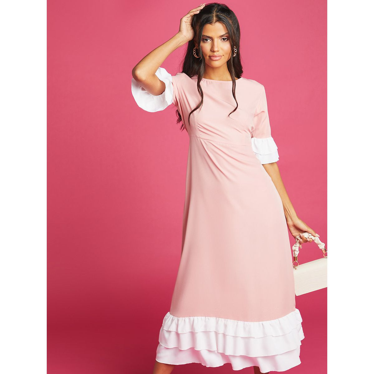 فستان طويل بحافة كشكش من ستايلي-women-clothing-dresses-image-4