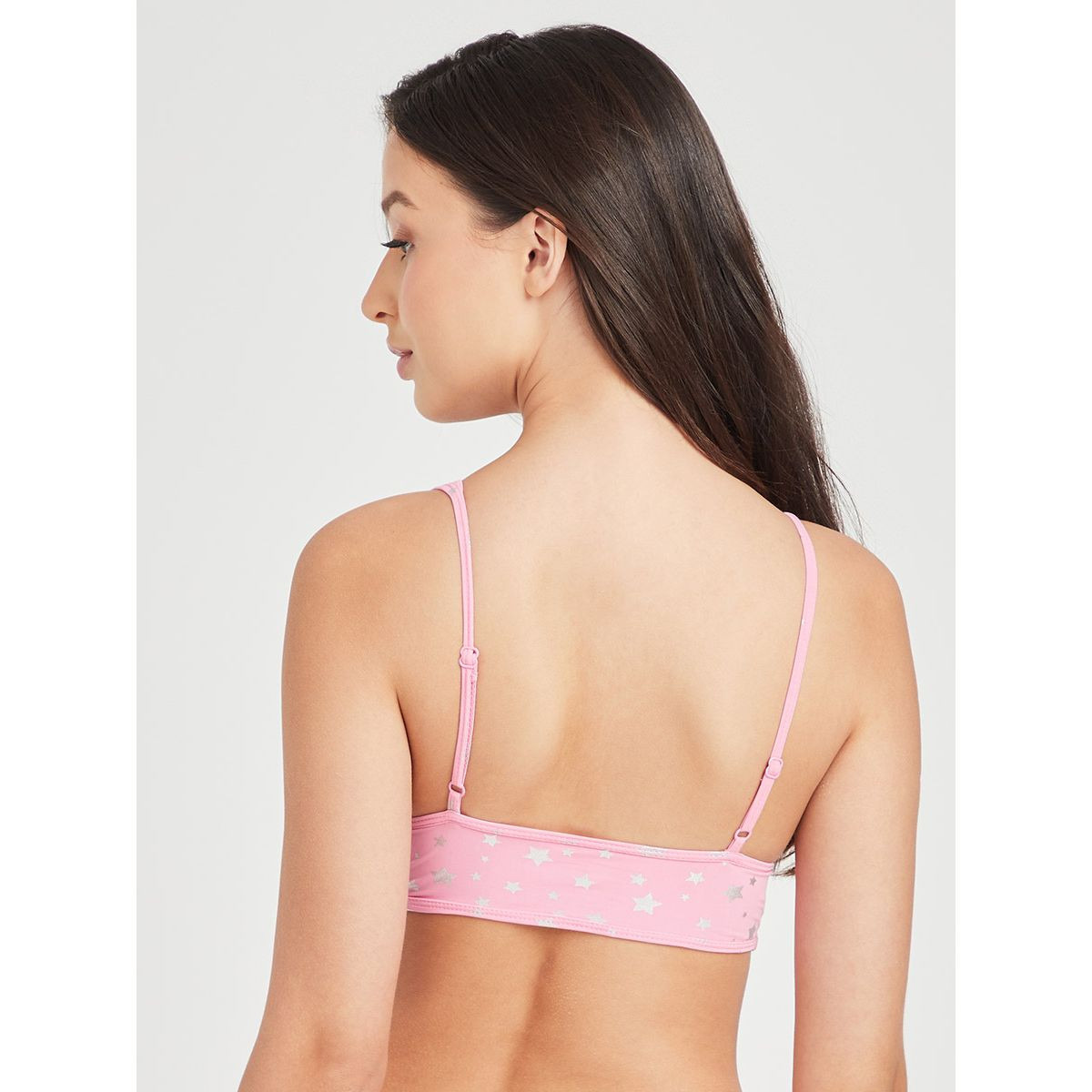 Styli Non Padded Non Wired Star Print Longline Slip On Bralette -women-clothing-lingerie-bras-image-3