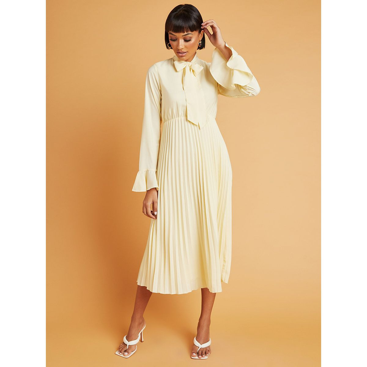 فستان ميدي بحافة واسعة-women-clothing-dresses-image-1