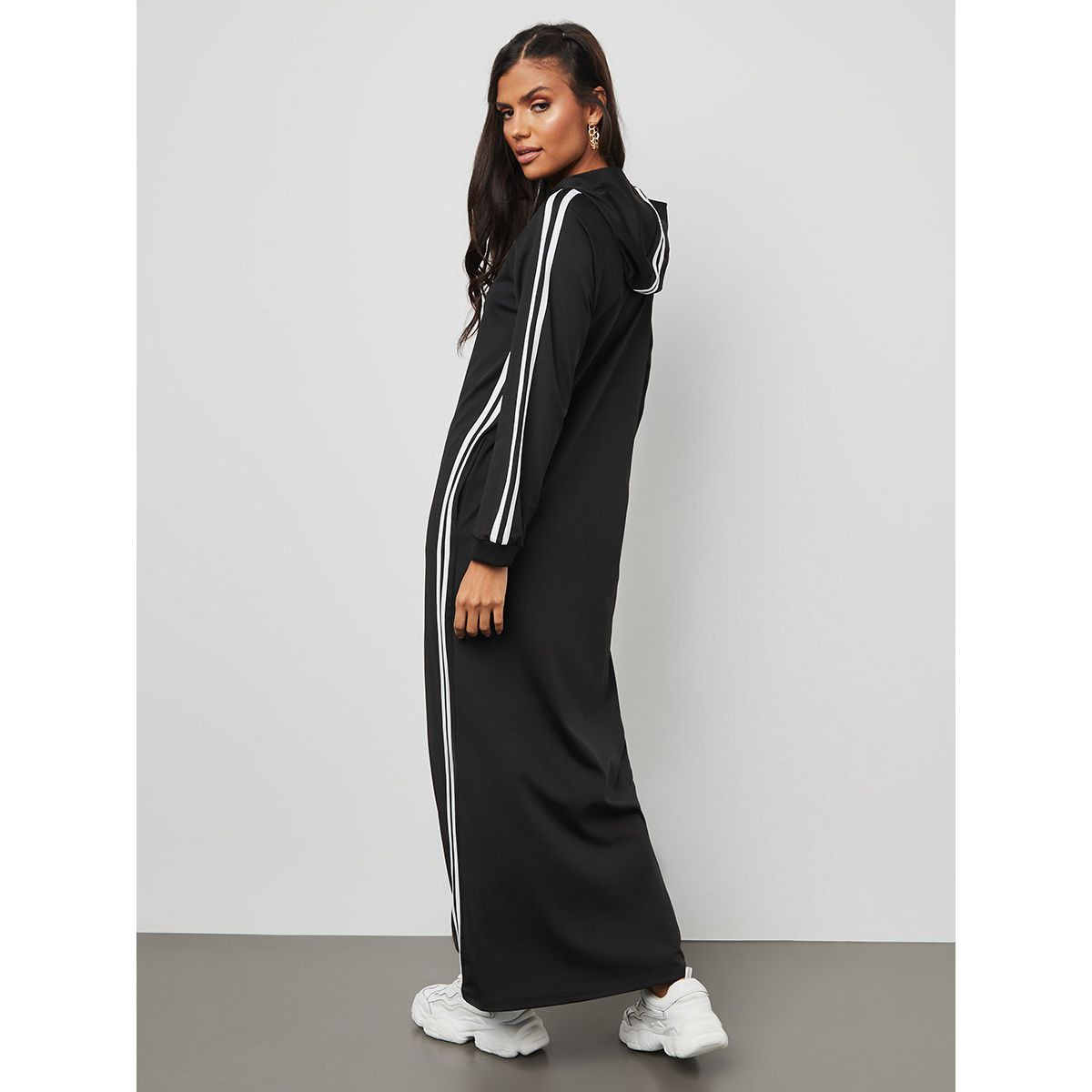 Styli Side Stripe Detail Hooded Maxi Dress-women-clothing-dresses-image-4