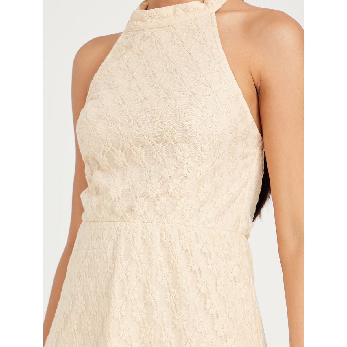 Styli Sleeveless Halter Neck Lace Insert A-Line Midi Dress-women-clothing-dresses-image-3
