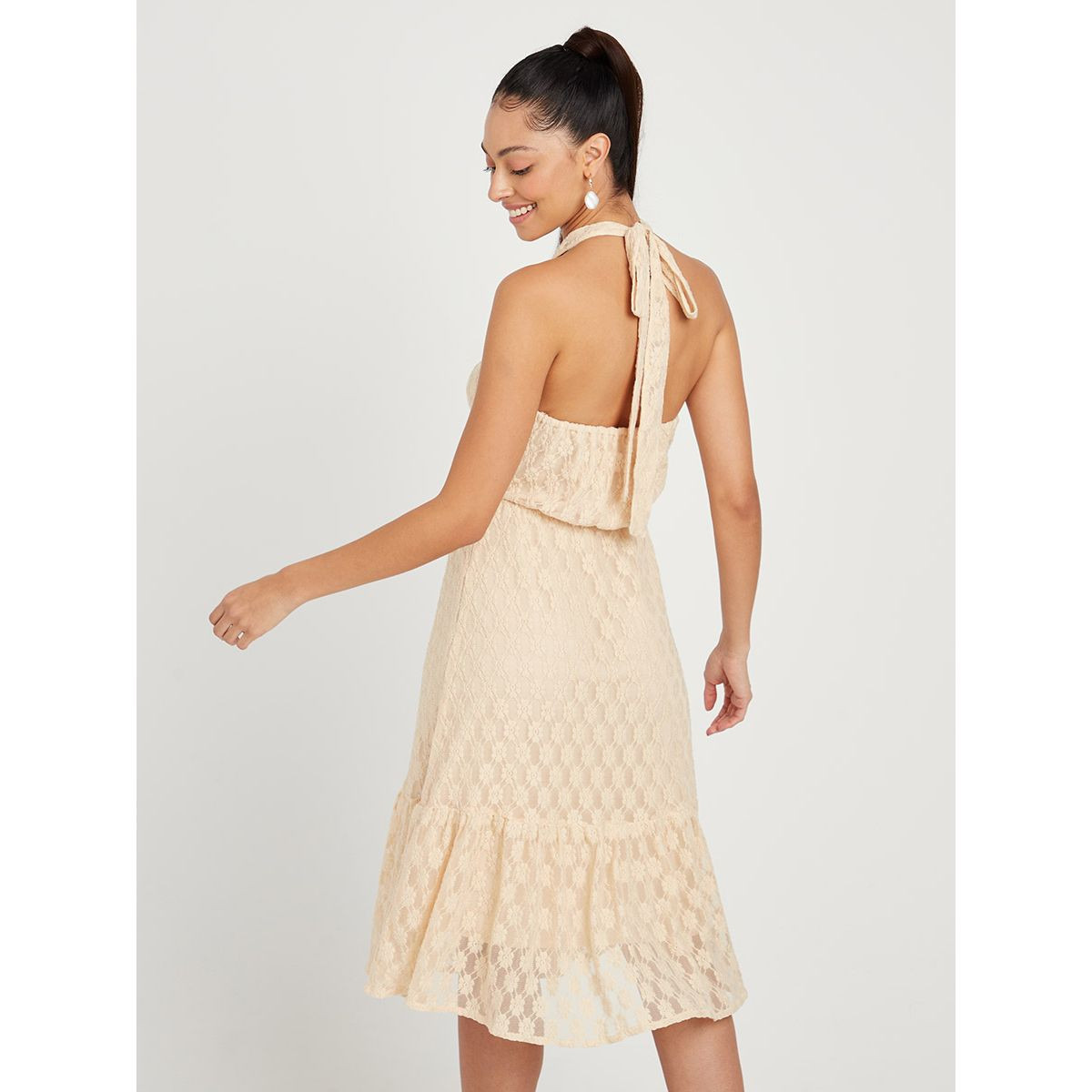 Styli Sleeveless Halter Neck Lace Insert A-Line Midi Dress-women-clothing-dresses-image-4