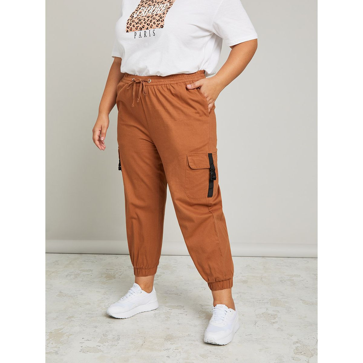 Styli Plus High Waist Cargo Jogger with Drawstring Closure-women-clothing-bottoms-joggers-image-1