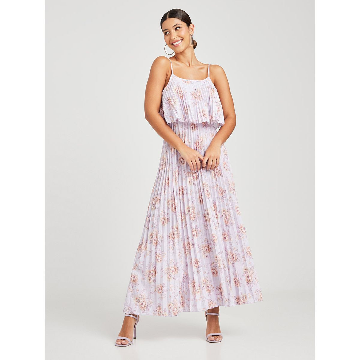 Styli Strappy Floral Print Pleated A-Line Maxi Dress-women-clothing-dresses-image-1
