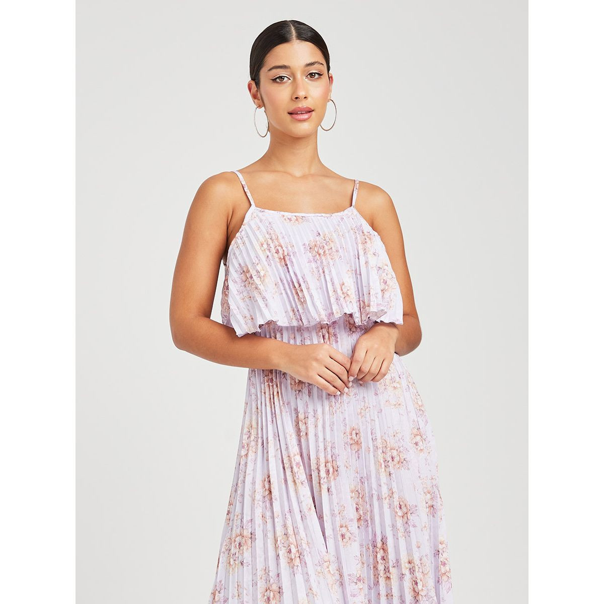 Styli Strappy Floral Print Pleated A-Line Maxi Dress-women-clothing-dresses-image-2