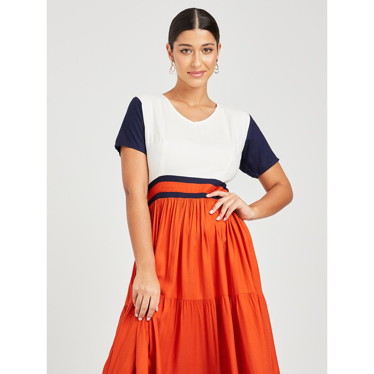 فستان ميدي بنمط كتل الالوان من ستايلي-women-clothing-dresses-image-2