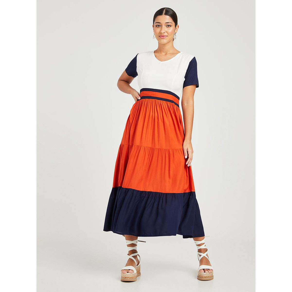 فستان ميدي بنمط كتل الالوان من ستايلي-women-clothing-dresses-image-5
