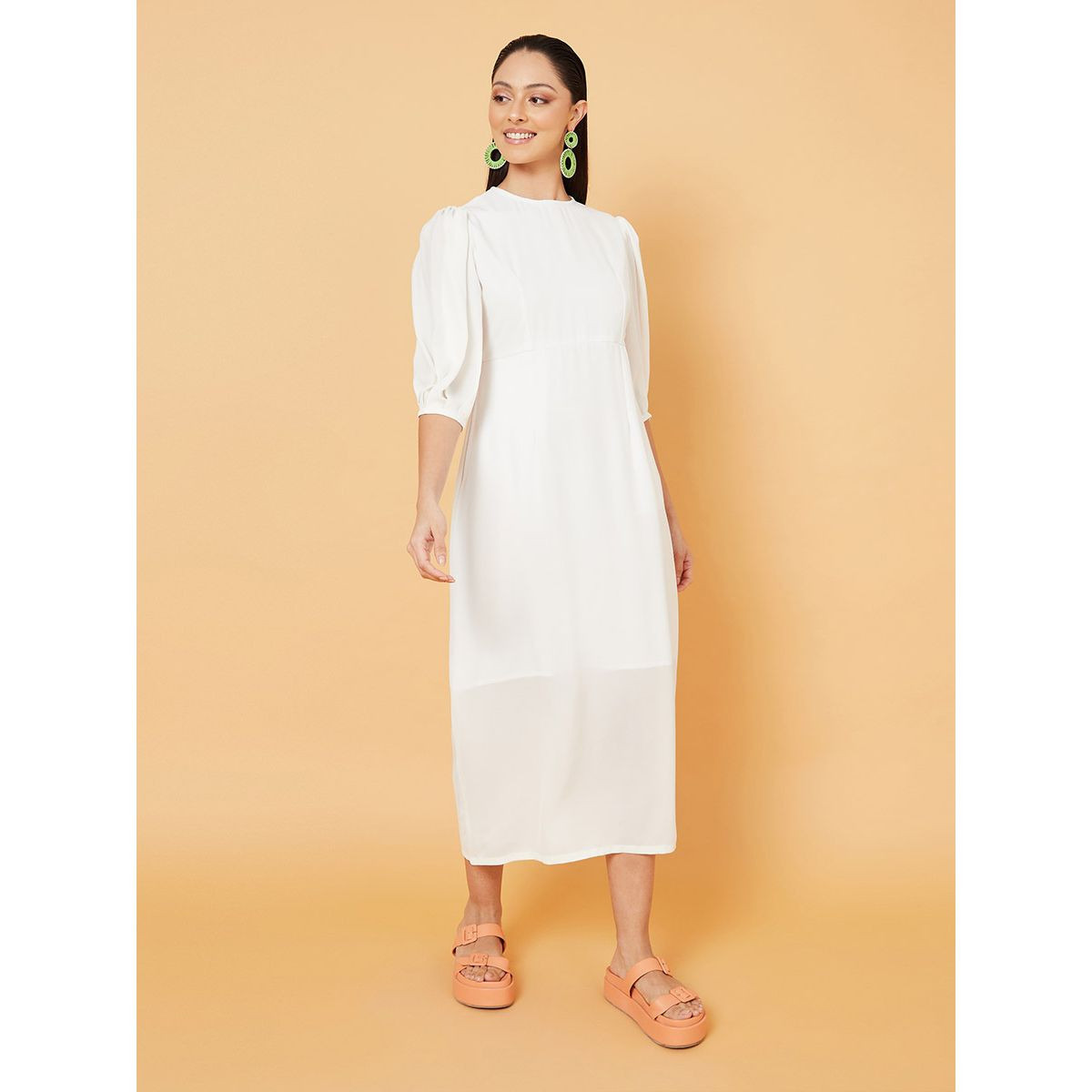 فستان ميدي بياقة دائرية من ستايلي-women-clothing-dresses-image-1