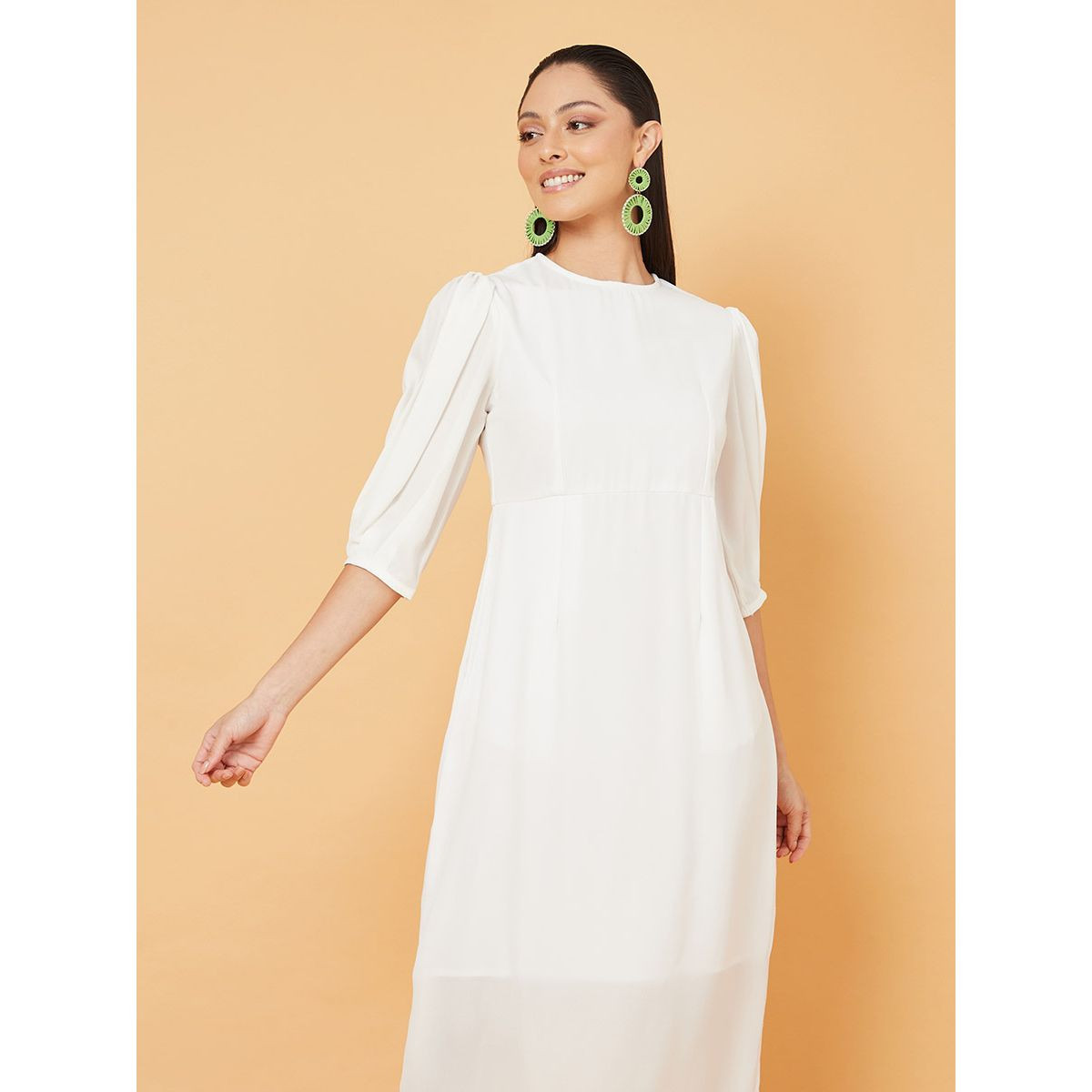 فستان ميدي بياقة دائرية من ستايلي-women-clothing-dresses-image-2
