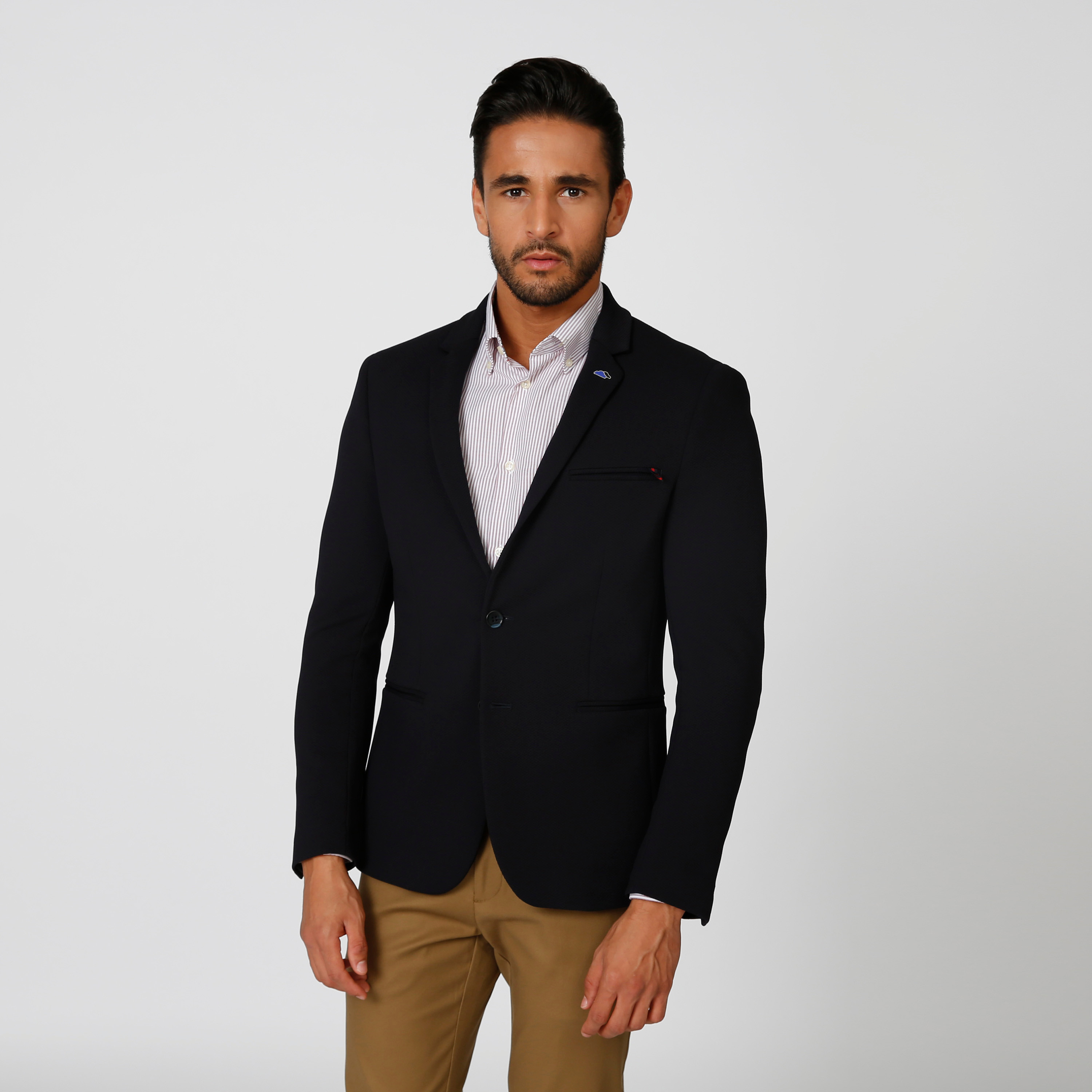Skinny Fit Textured Jacket with Notched Lapel and Long Sleeves-men-clothing-jacketsandblazers-blazers-image-1