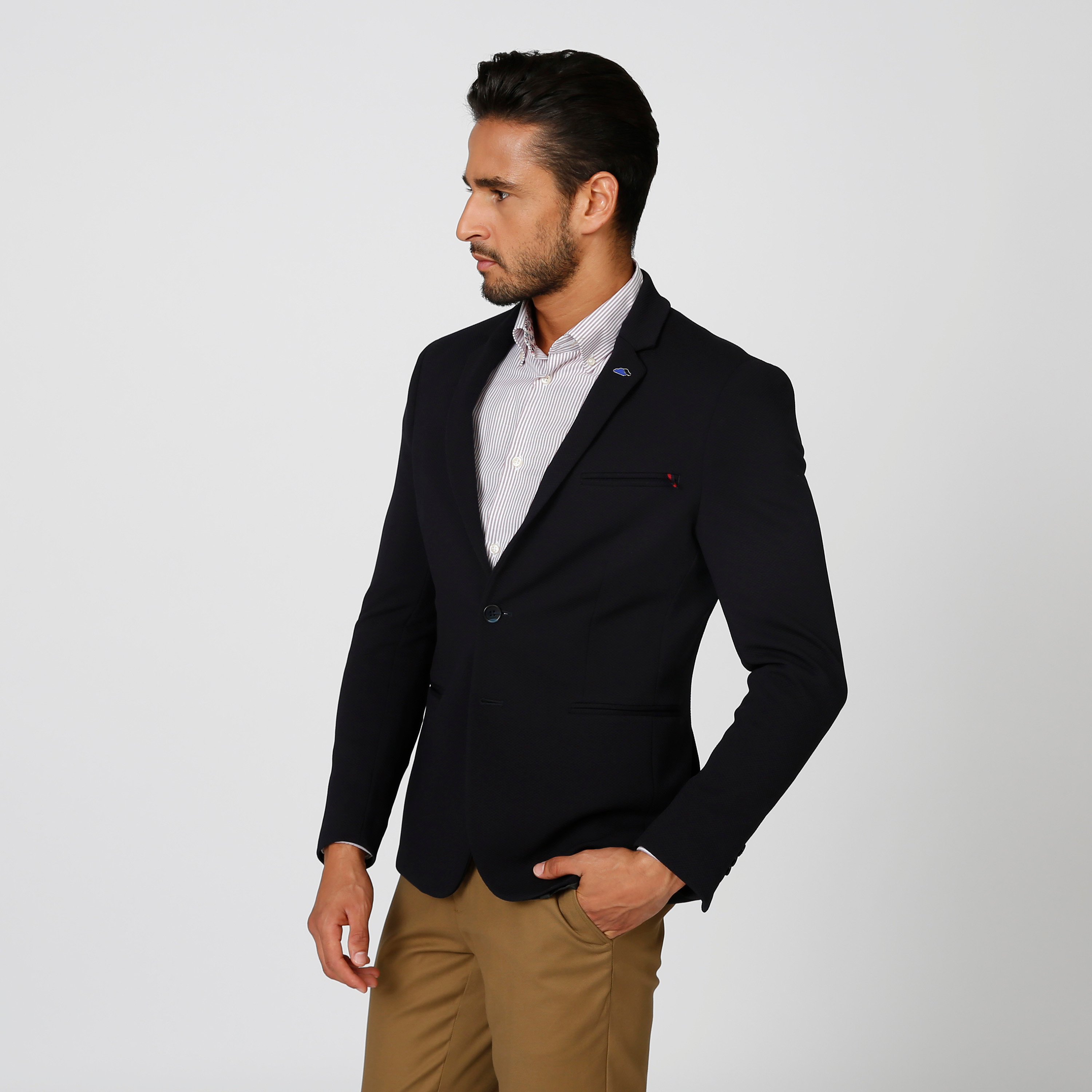 Skinny Fit Textured Jacket with Notched Lapel and Long Sleeves-men-clothing-jacketsandblazers-blazers-image-2