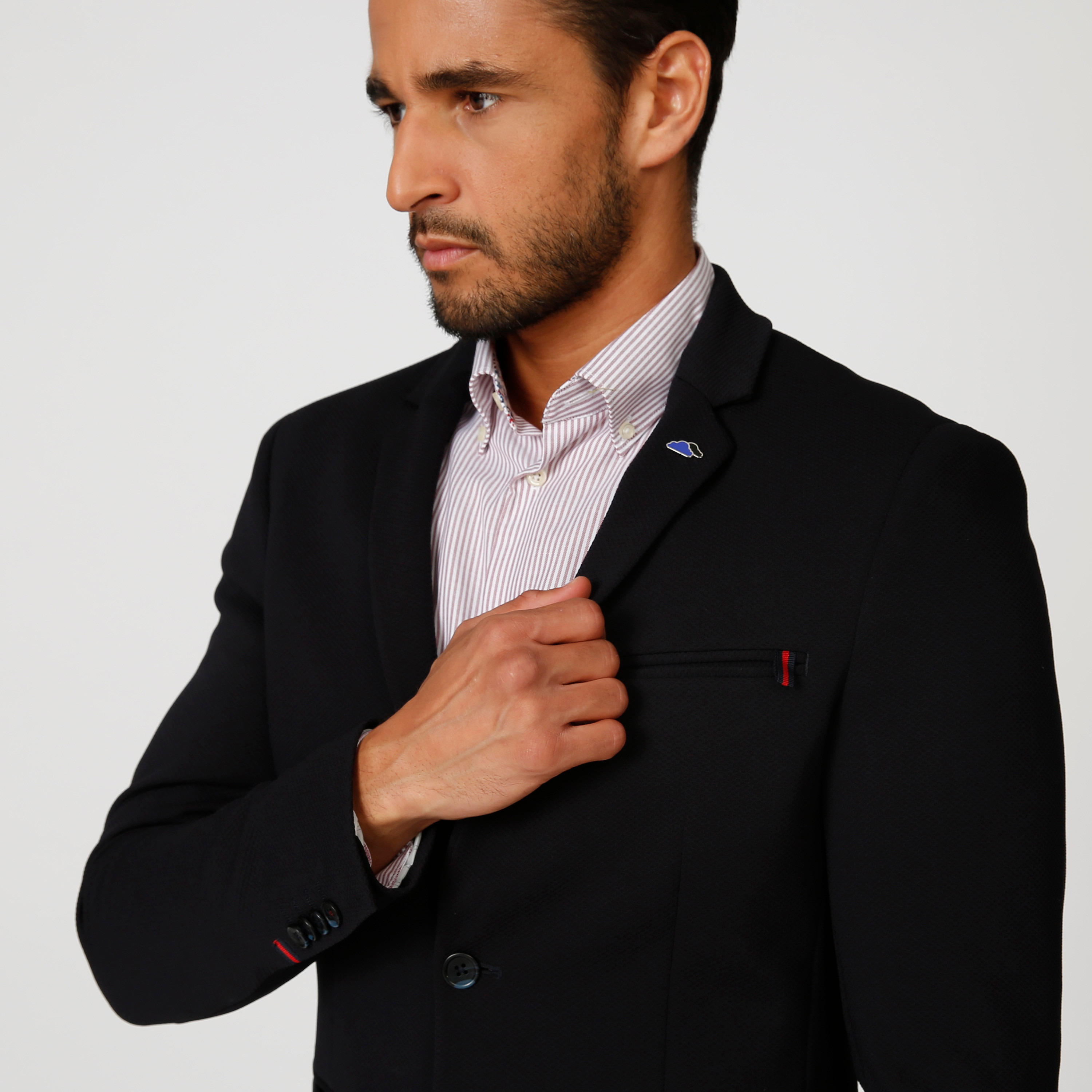 Skinny Fit Textured Jacket with Notched Lapel and Long Sleeves-men-clothing-jacketsandblazers-blazers-image-3