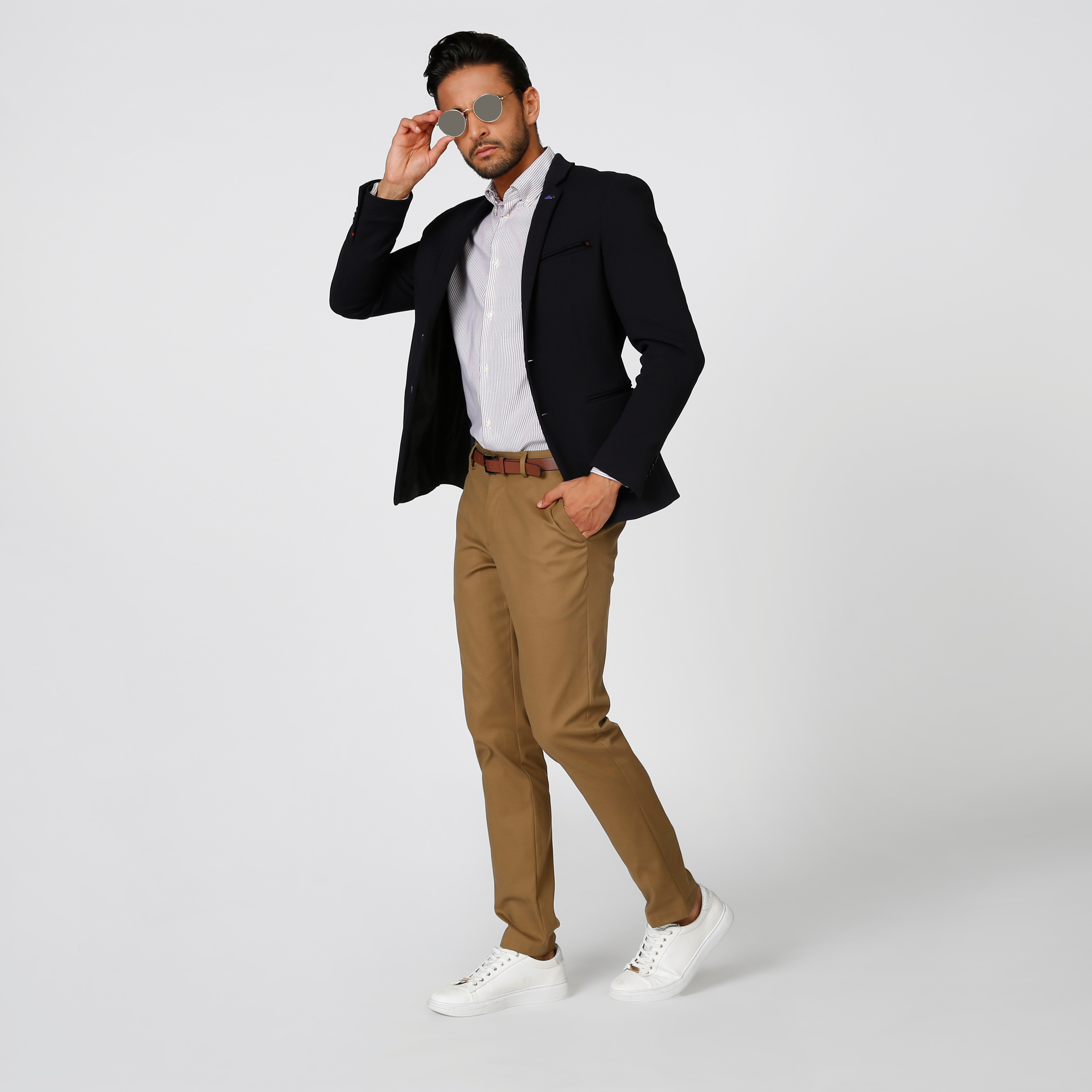 Skinny Fit Textured Jacket with Notched Lapel and Long Sleeves-men-clothing-jacketsandblazers-blazers-image-4