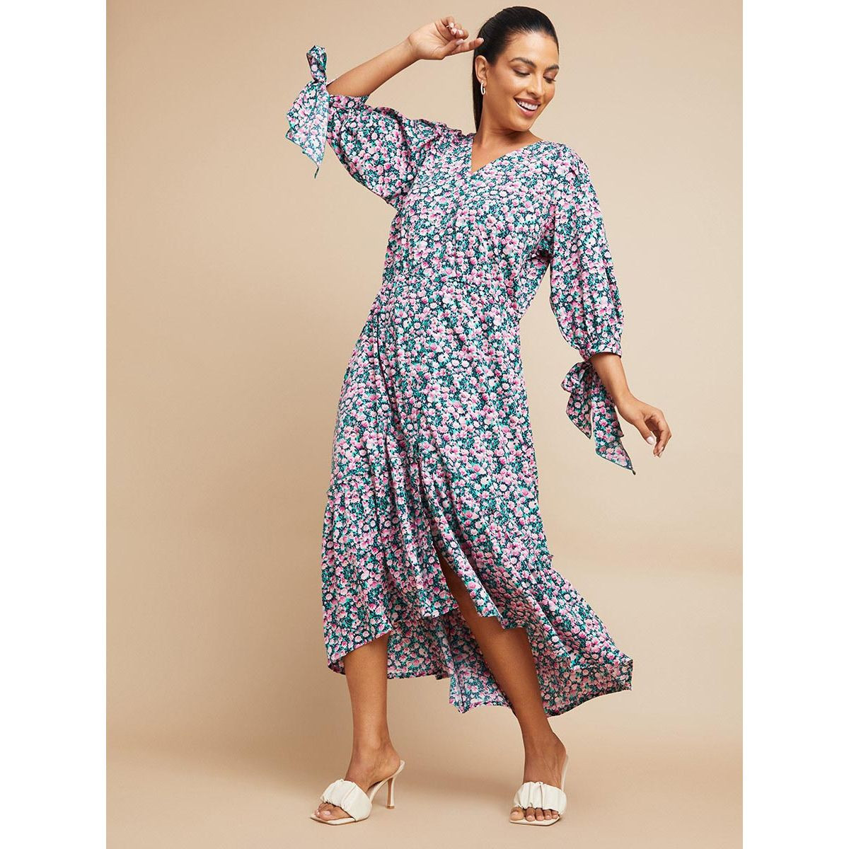فستان ميدي مطبع بزهور-women-clothing-dresses-image-1