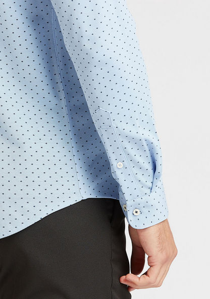 Printed Formal Shirt with Long Sleeves and Spread Collar