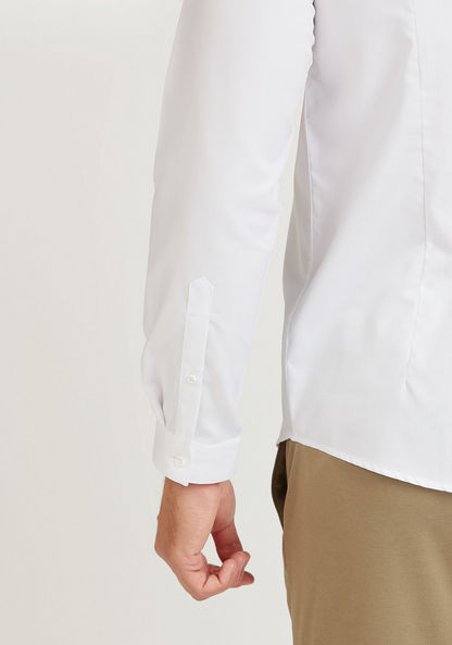 Solid Formal Shirt with Long Sleeves and Concealed Placket