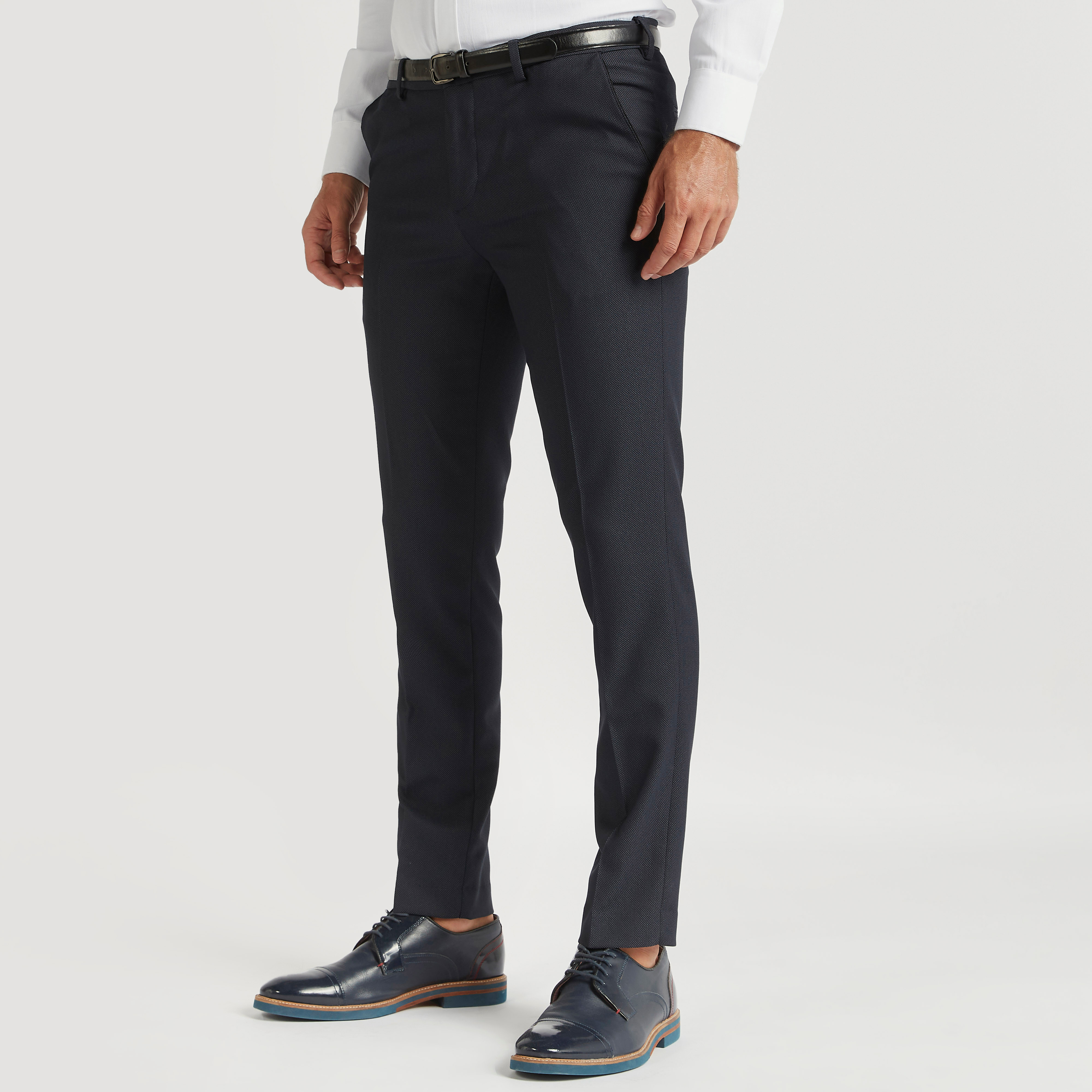 Textured Formal Trousers with Pockets and Button Closure-men-clothing-bottoms-trousersandchinos-trousers-image-1