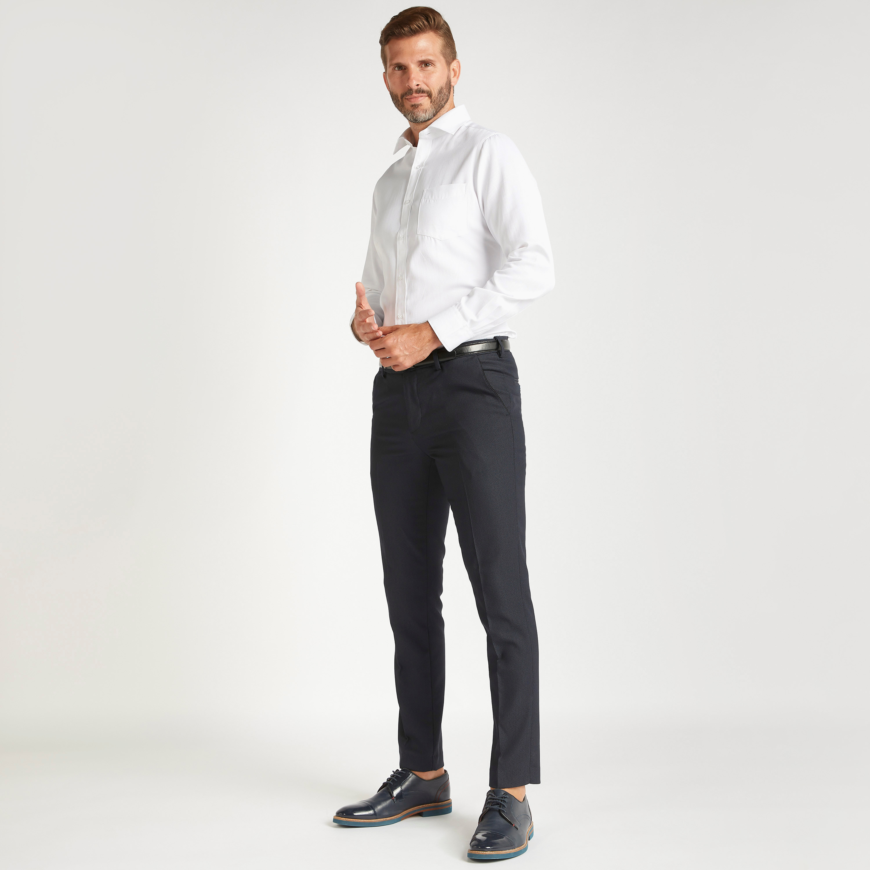 Textured Formal Trousers with Pockets and Button Closure-men-clothing-bottoms-trousersandchinos-trousers-image-2