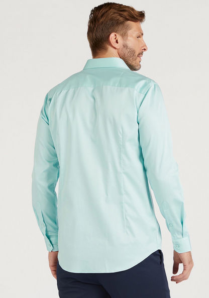 Solid Collared Shirt with Long Sleeves