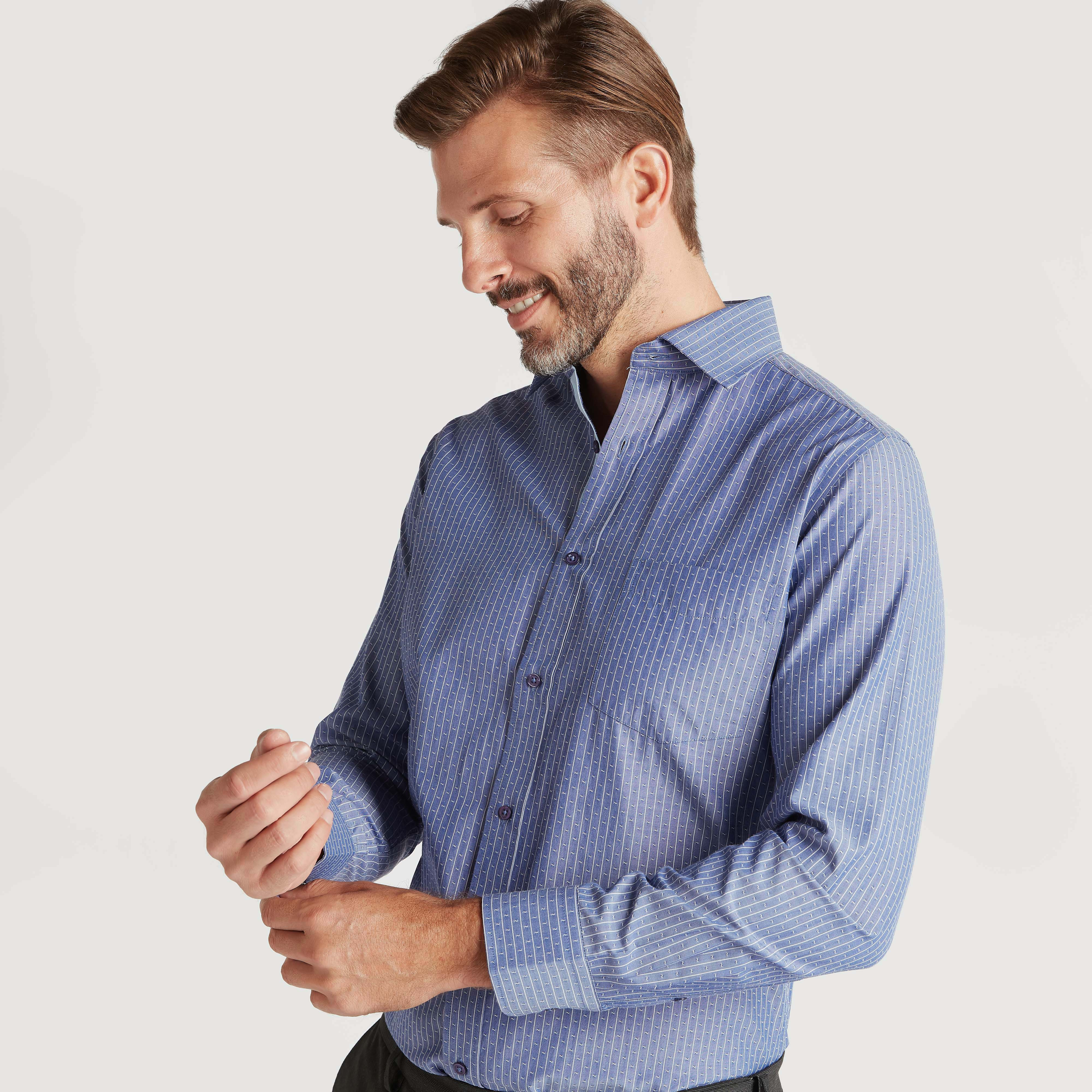 Striped Formal Shirt with Long Sleeves and Button Closure-men-clothing-shirts-image-1