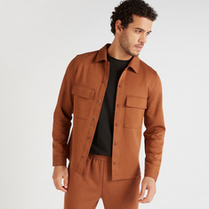Lightweight Button Up Jacket with Long Sleeves and Flap Pockets