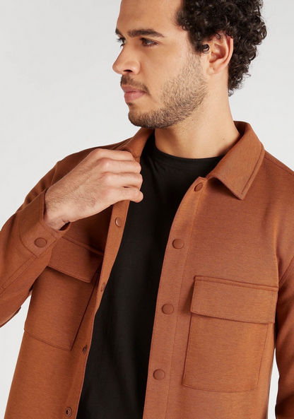 Lightweight Button Up Jacket with Long Sleeves and Flap Pockets
