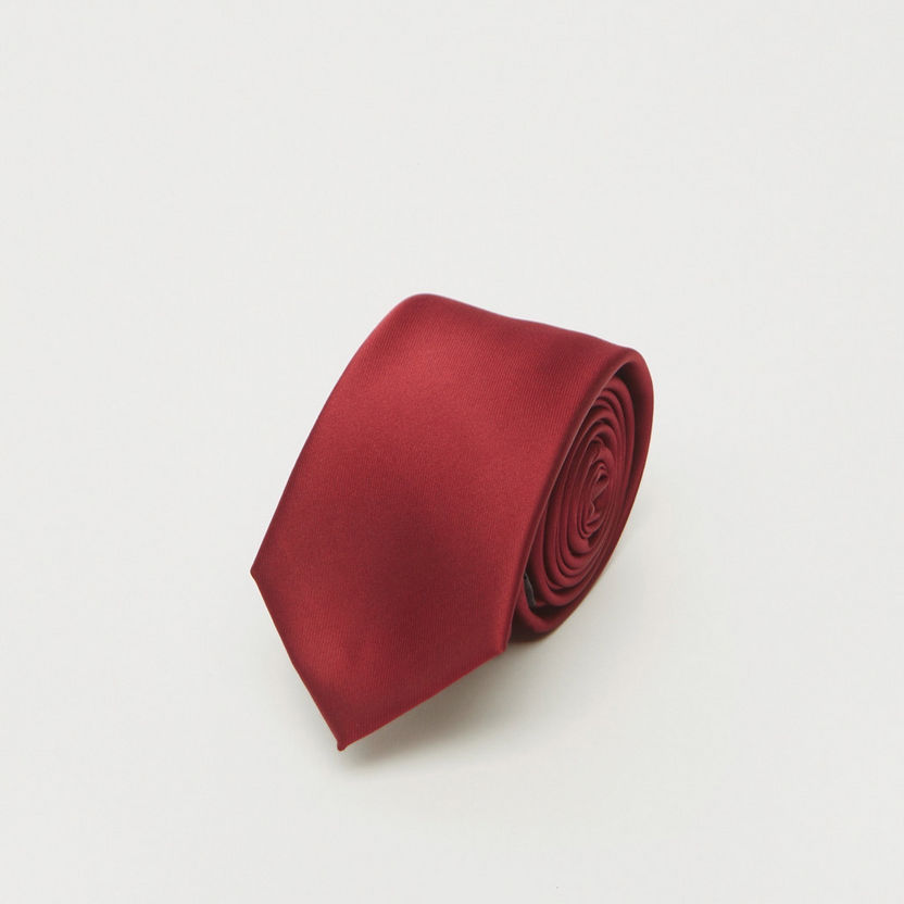 Solid Necktie with Keeper Loop-Ties & Pocket Squares-image-1