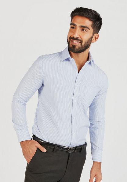 Striped Formal Shirt with Long Sleeves and Chest Pocket-Shirts-image-4
