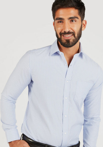 Striped Formal Shirt with Long Sleeves and Chest Pocket-Shirts-image-5