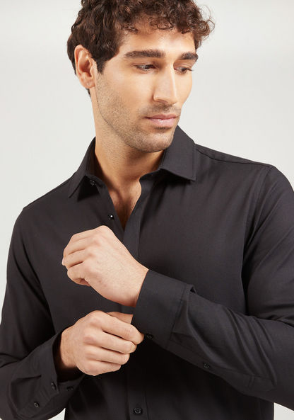 Solid Shirt with Long Sleeves and Button Closure-Shirts-image-2