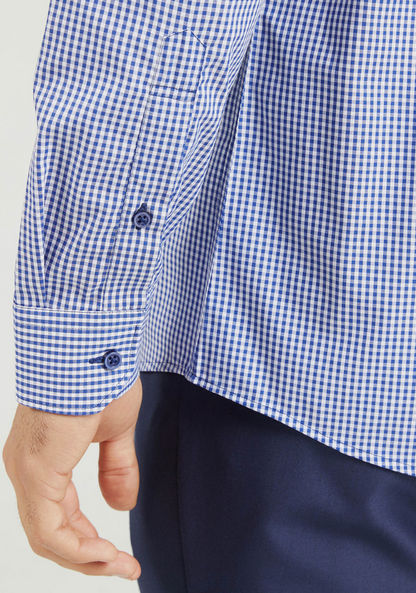 Gingham Checked Shirt with Long Sleeves and Button Closure-Shirts-image-2