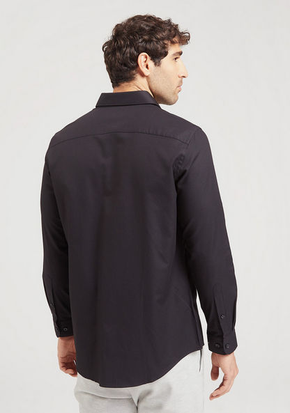 Textured Shirt with Long Sleeves and Chest Pocket-Shirts-image-3