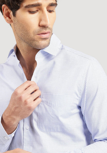 Checked Formal Shirt with Long Sleeves and Chest Pocket-Shirts-image-2