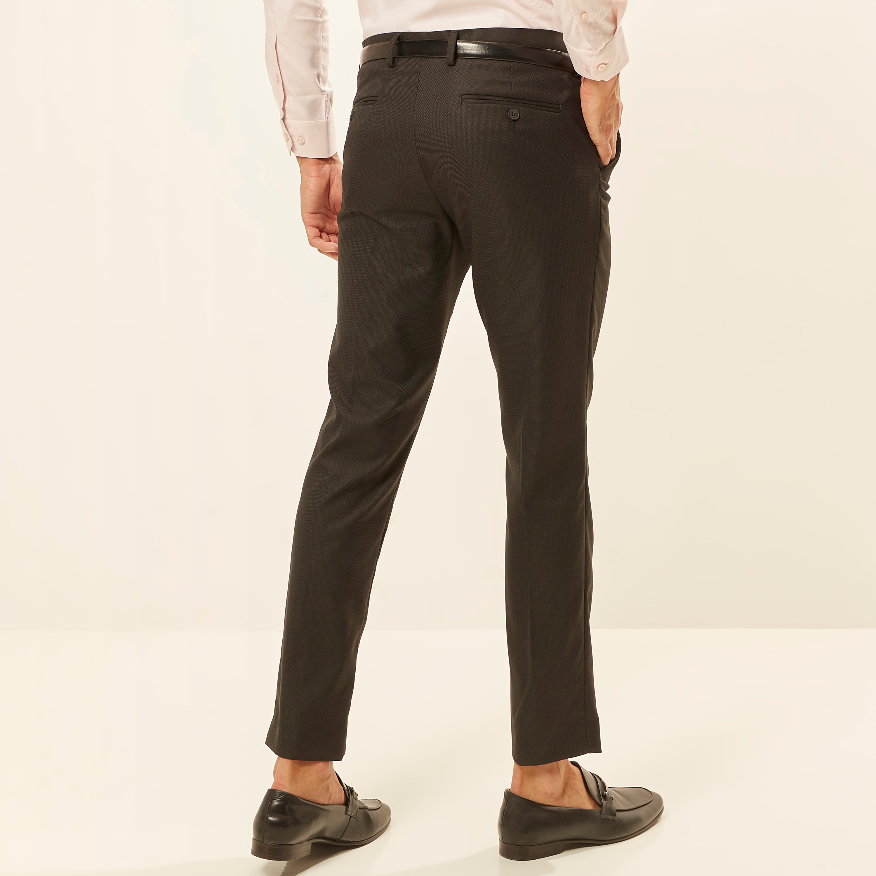 Textured Full Length Trousers with Pockets and Belt-men-clothing-trousersandchinos-trousers-image-4