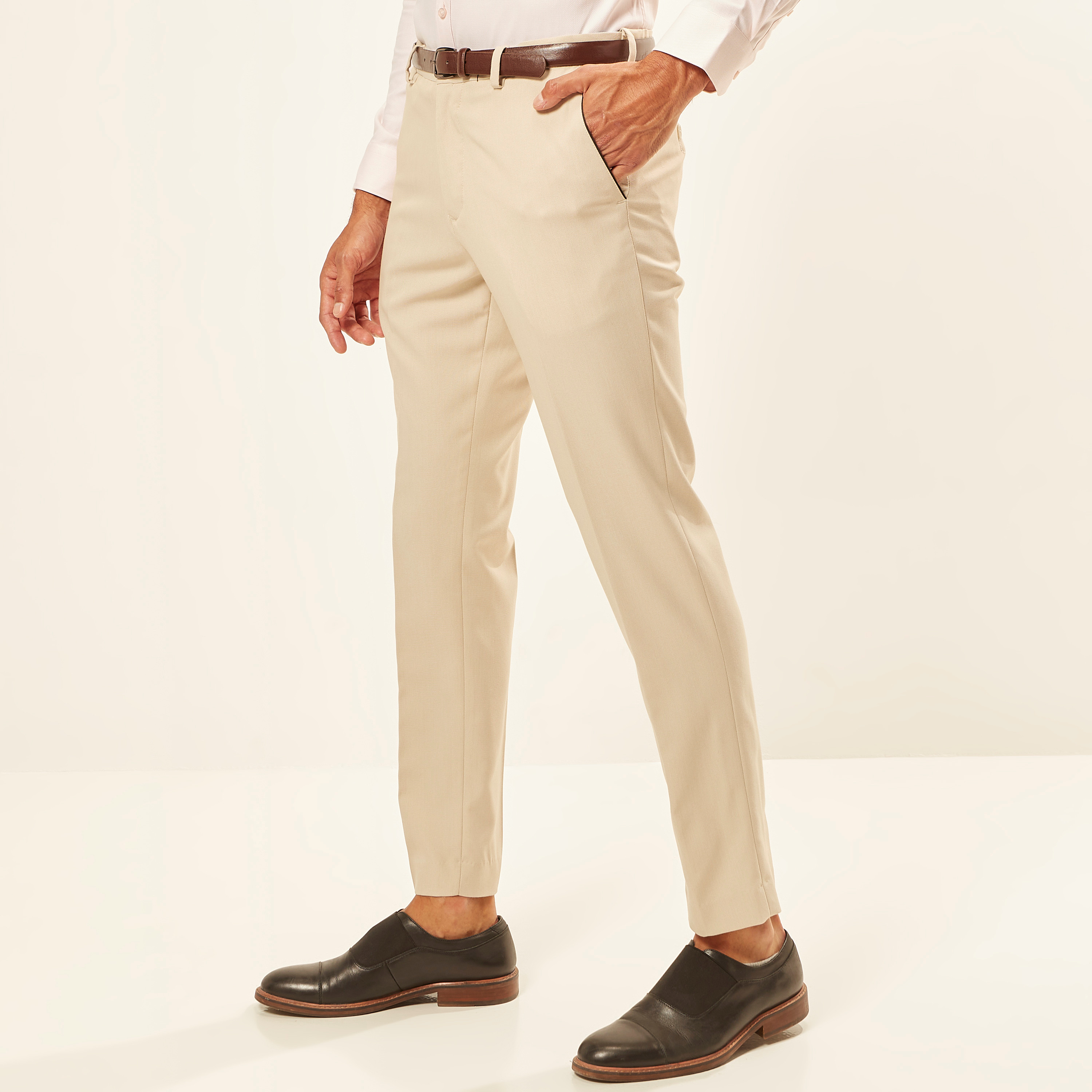 Textured Full Length Trousers with Pockets and Belt-men-clothing-trousersandchinos-trousers-image-17