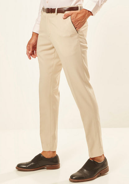Textured Full Length Trousers with Pockets and Belt-Pants-image-0