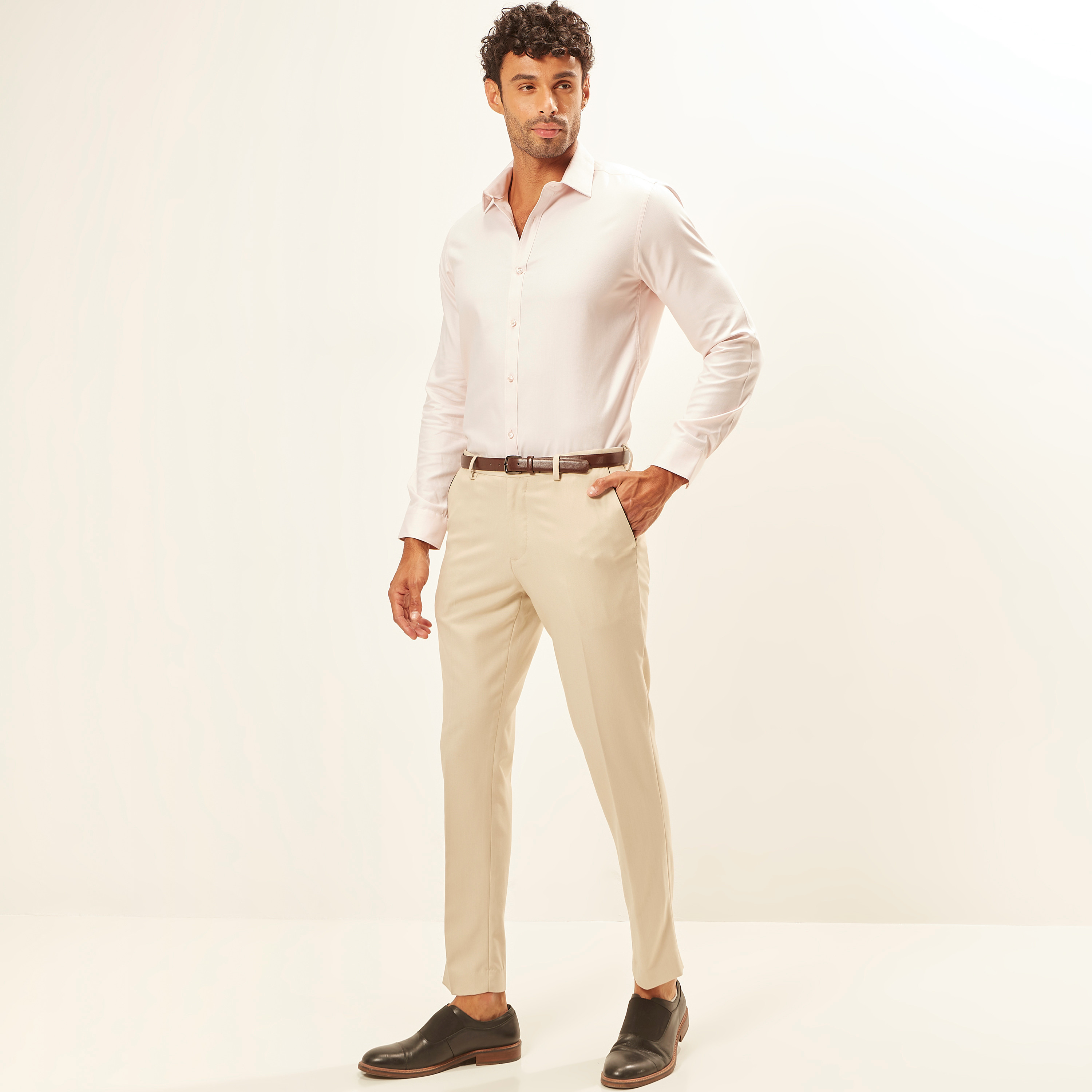 Textured Full Length Trousers with Pockets and Belt-men-clothing-trousersandchinos-trousers-image-18