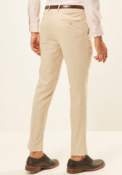 Textured Full Length Trousers with Pockets and Belt-Pants-image-3