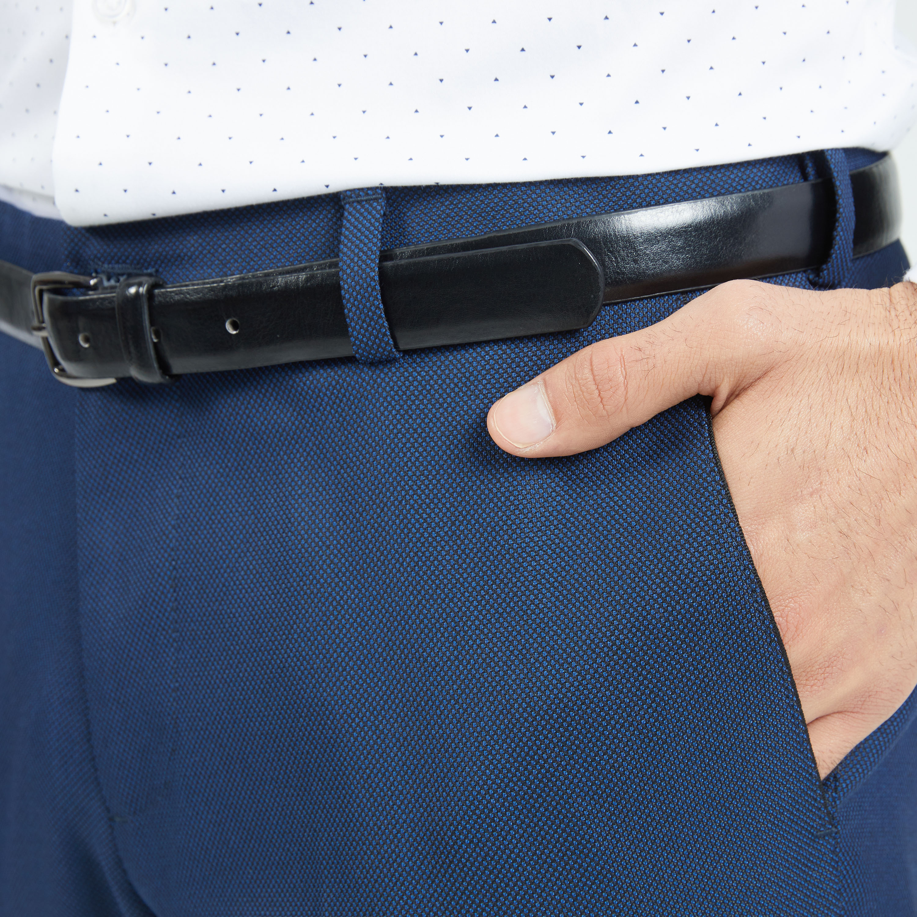Textured Full Length Trousers with Pockets and Belt-men-clothing-trousersandchinos-trousers-image-7
