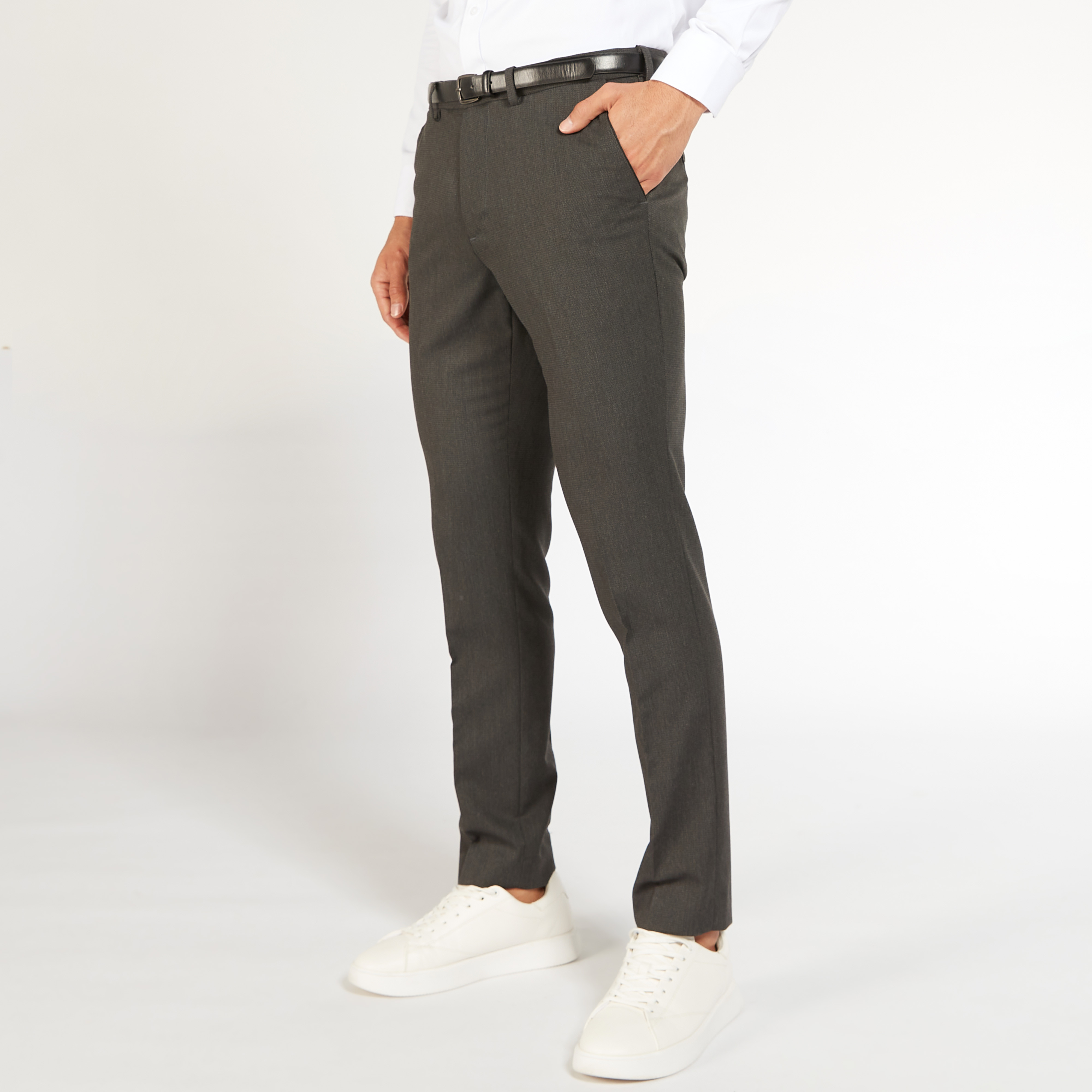 Textured Full Length Trousers with Pockets and Belt-men-clothing-trousersandchinos-trousers-image-14