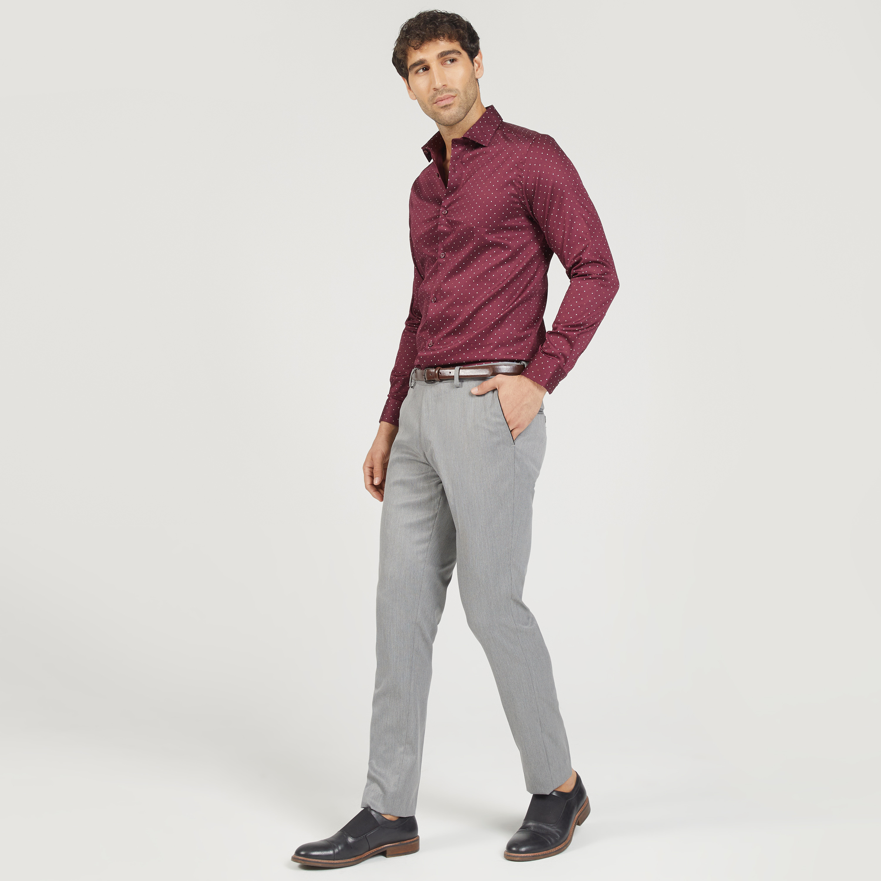 Textured Full Length Trousers with Pockets and Belt-men-clothing-trousersandchinos-trousers-image-10